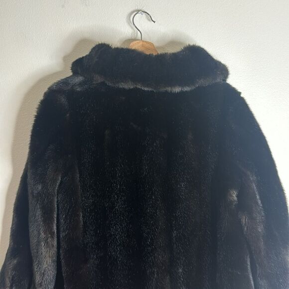 Vtg 70s grandella II ladies button up chocolate brown fur coat size 12 - Picture 11 of 15